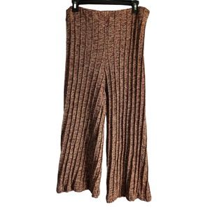 Zara Womens Size XLarge‎ Cropped Ribbed Wide Leg Knit Pants